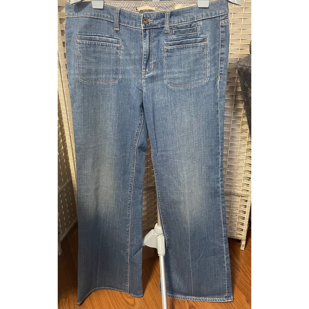 Gap Established 1969 Womens Wide Leg Patch Pocket Jeans Medium Wash Blue Size 32